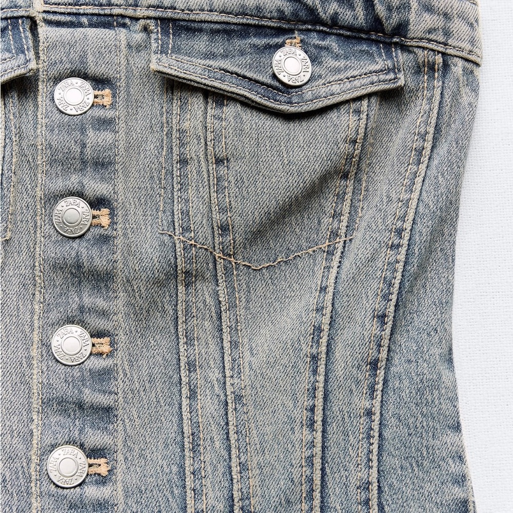 Zara Strapless DENIM JUMPSUIT New Collection - Picture 5 of 7